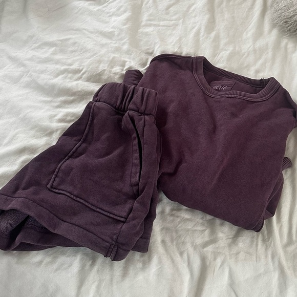 Aerie Sweatshirt and Short Set Cool Berry - Picture 3 of 4